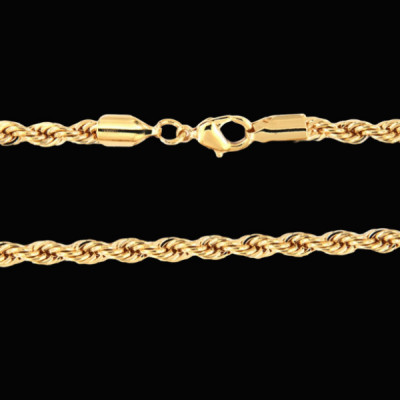 Collier Maille Corde Plaqué Or 4mm